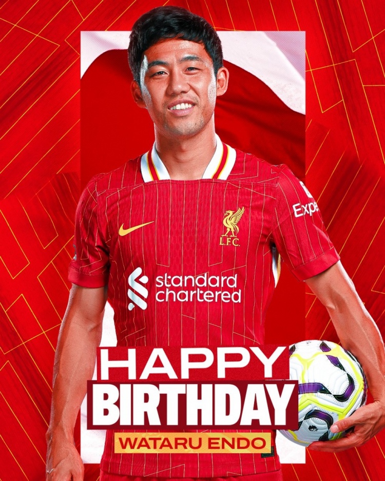  利物浦祝遠(yuǎn)藤航32歲生日快樂(lè)，球員加盟紅軍至今出戰(zhàn)62場(chǎng)比賽
