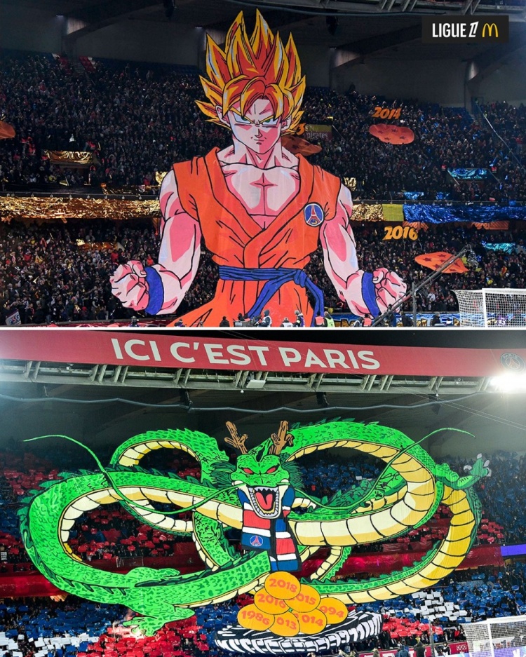  逝世一周年，法甲官推曬昔日巴黎主場龍珠TIFO：鳥山明經(jīng)典永存