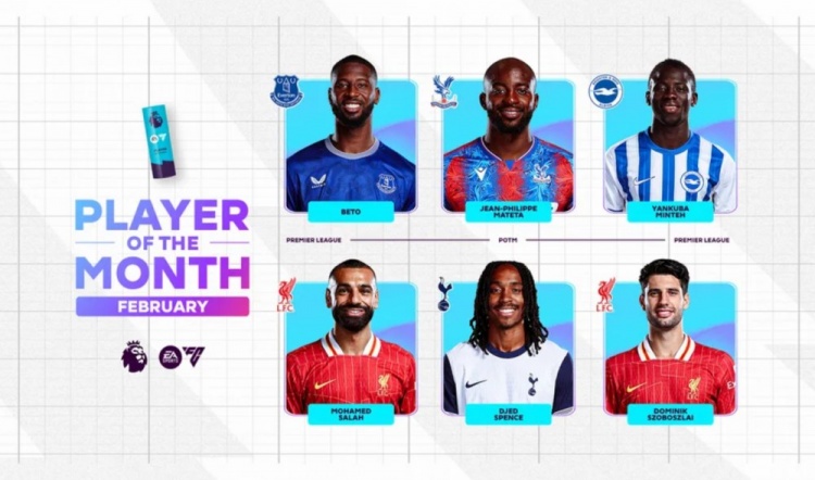 英超2月最佳候選：貝托、馬特塔、明特、薩拉赫、斯賓塞、索博
