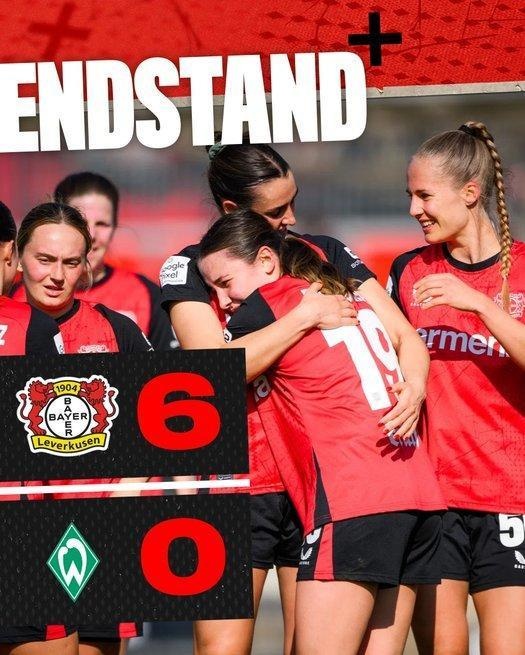  勒沃庫森女足6-0云達(dá)不來梅女足，沈夢露首發(fā)出場59分鐘