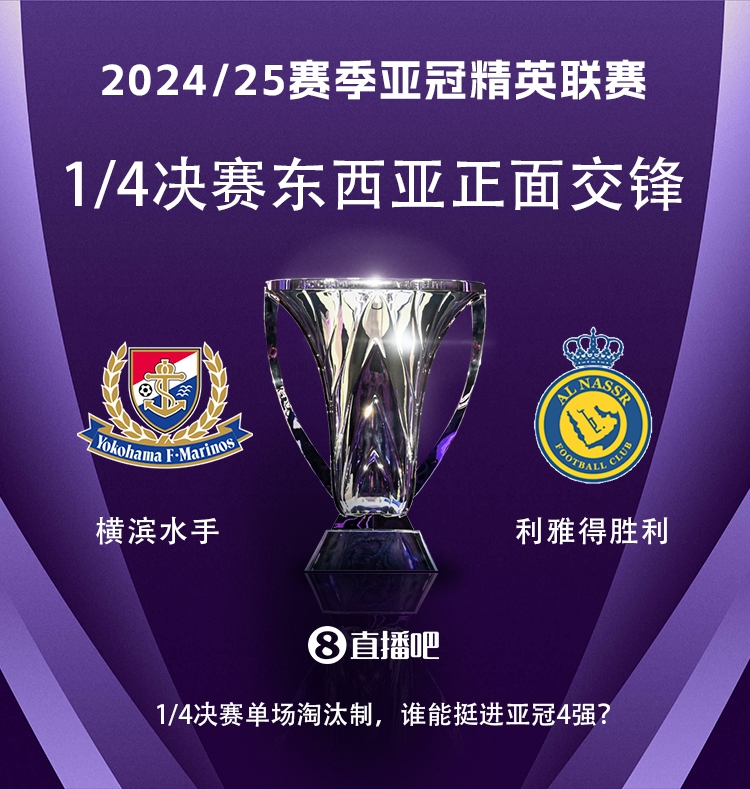 亞冠1/4決賽對(duì)陣：利雅得勝利vs橫濱水手，C羅vs安德森-洛佩斯！