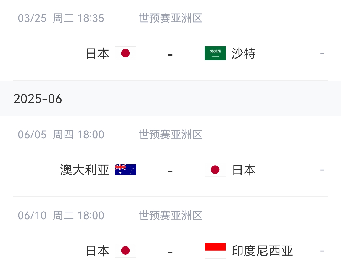  會(huì)不會(huì)放水？日本剩余賽程：主場vs沙特&印尼，客場vs澳大利亞