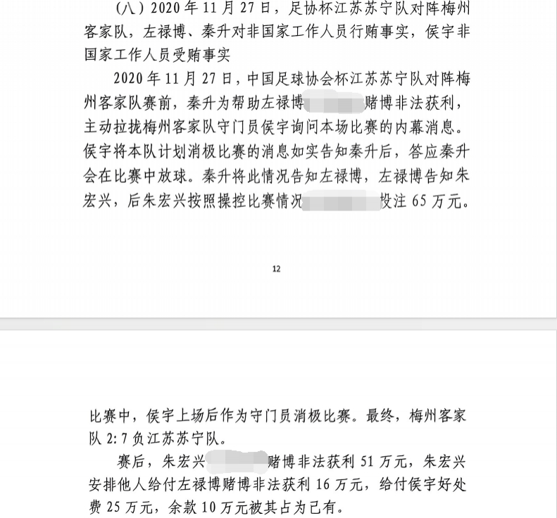  網傳判決書：足協(xié)杯梅州2-7江蘇，梅州門將侯宇收25萬消極比賽